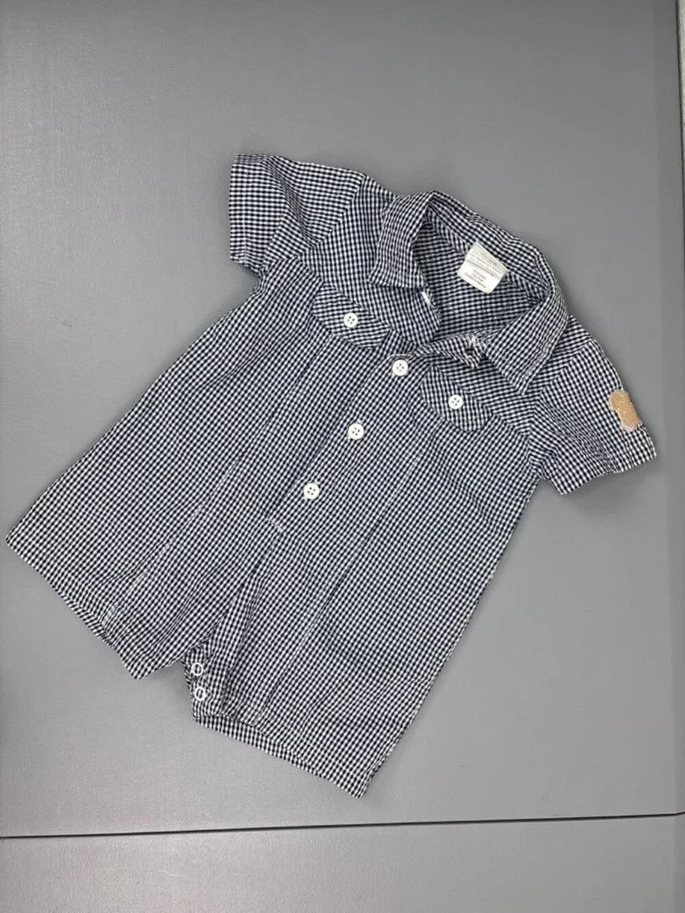 Vintage Carter's baby boy 6-9 month navy seersucker romper casual shorts